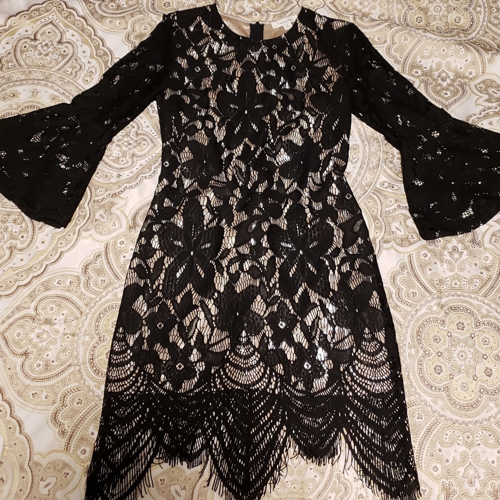 Black and Gold Lace Dress